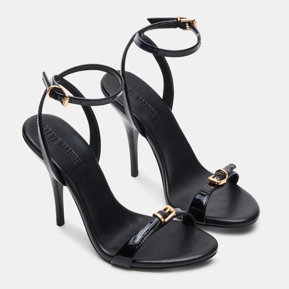 Steve Madden Foxx Patent Black Heels